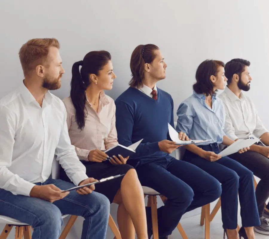 temporary staffing service represented by a group of candidates waiting